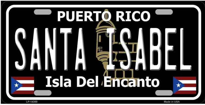 Santa Isabel Puerto Rico Black Background Metal License Plate