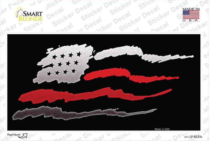 Waving American Flag Thin Red Line Bumper Sticker