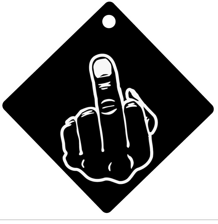 Middle Finger Flipping The Bord Suction Cup Window Sign