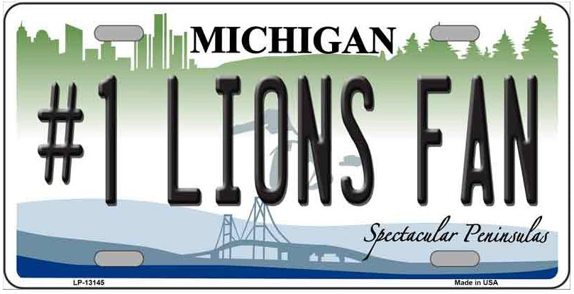 Number 1 Lions Fan Novelty Metal License Plate