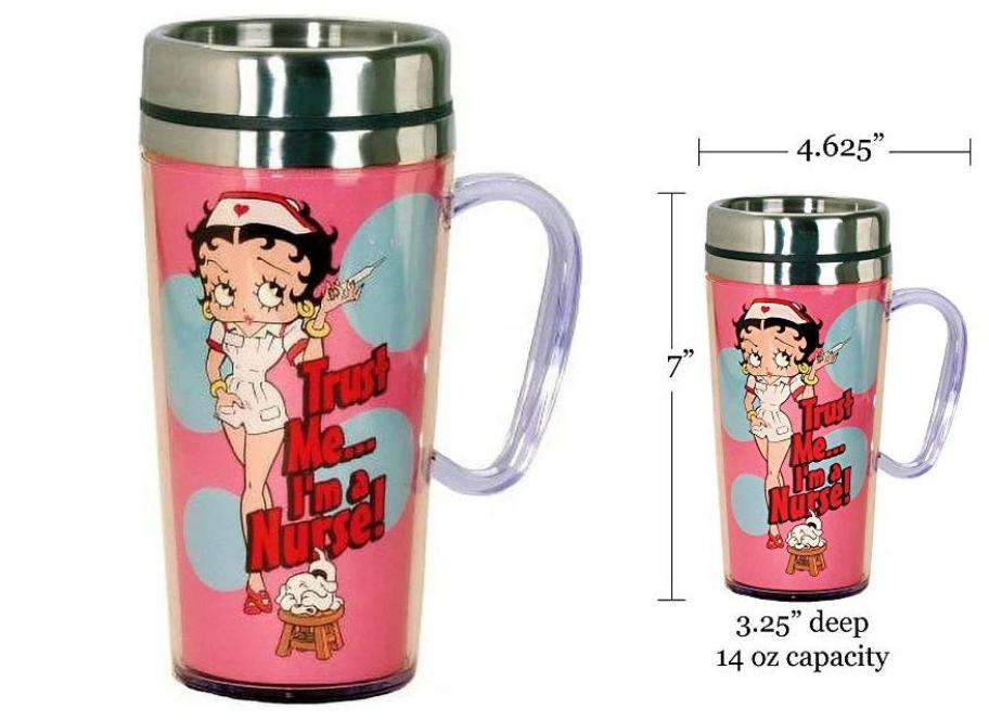Betty Boop Travel Mug 'Trust Me I'm a Nurse' Hot or Cold Beverages