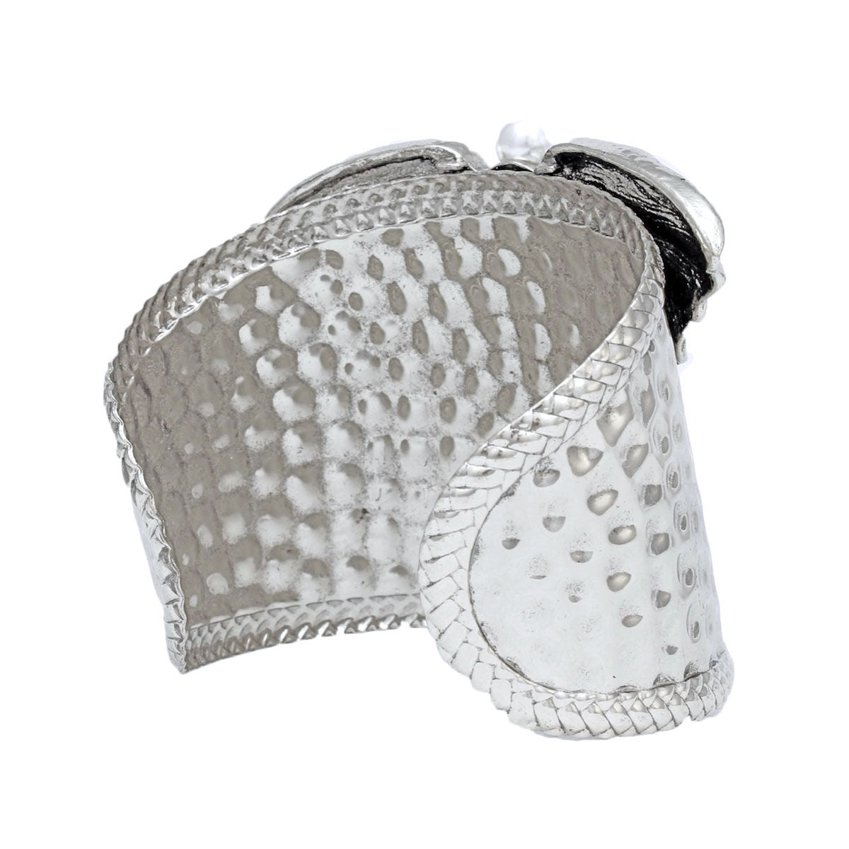 Cuff Burnished Silver Elephant Pearl Bracelet