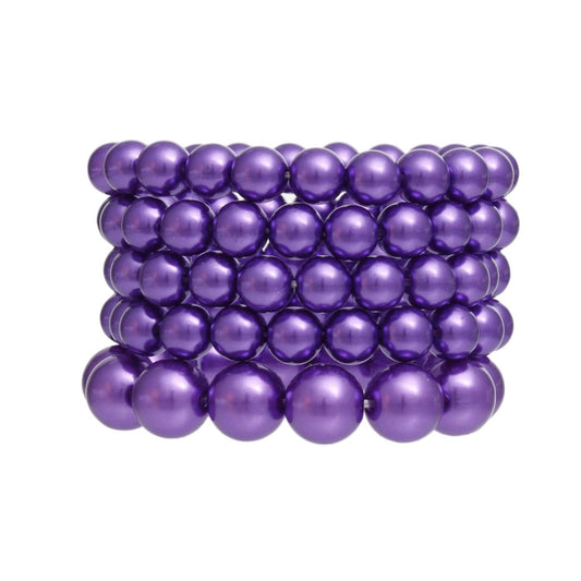 Pearl Bracelets Purple 5 Pcs Set for Women