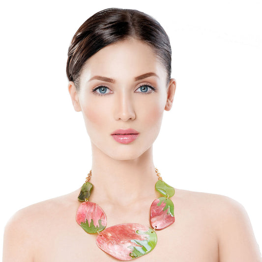 AKA Pink Green Dipped Necklace Set