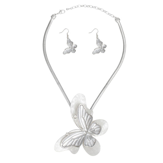 Pendant White Butterfly 3D Necklace for Women