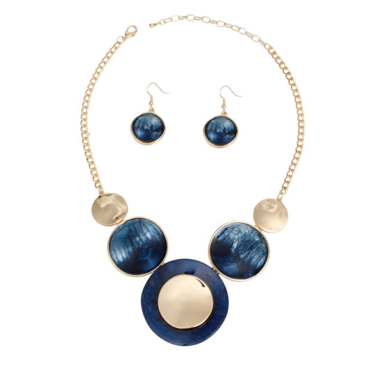 Collar Blue Gradient Gold Disc Necklace for Women