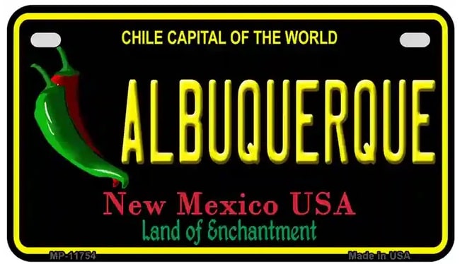 Albuquerque New Mexico Black Motorcycle License Plate
