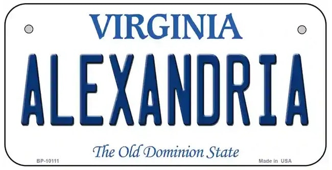 Alexandria Virginia Bicycle License Plate