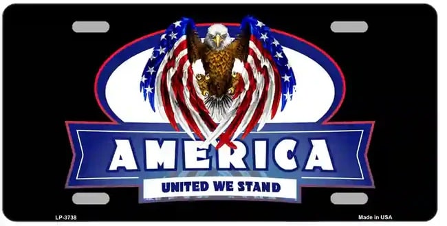 America United We Stand Metal Novelty License Plate
