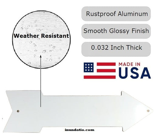 Arrow-shaped sign with rustproof aluminum properties