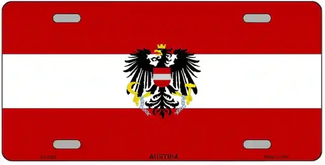 Austrian Flag Metal Novelty License Plate Style Sign