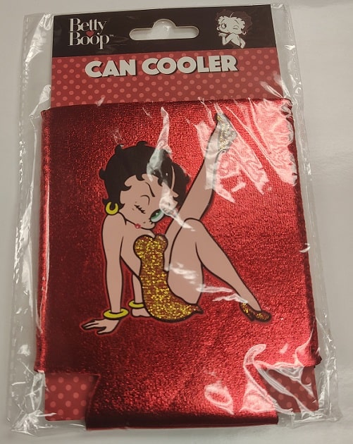 Betty Boop can cooler with packaging on a white background