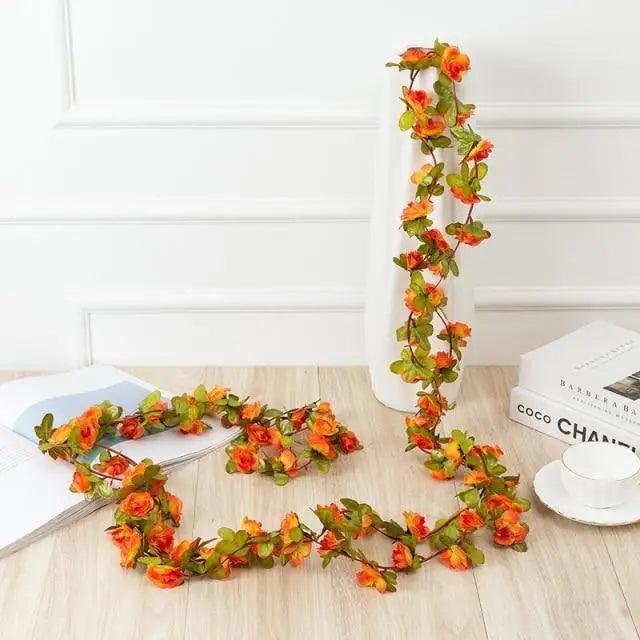 Beautifully Designed 250CM Rose Artificial Flowers Christmas Garland for Wedding Home Room Decoration Spring Autumn Garden Arch Fake Plant Vine