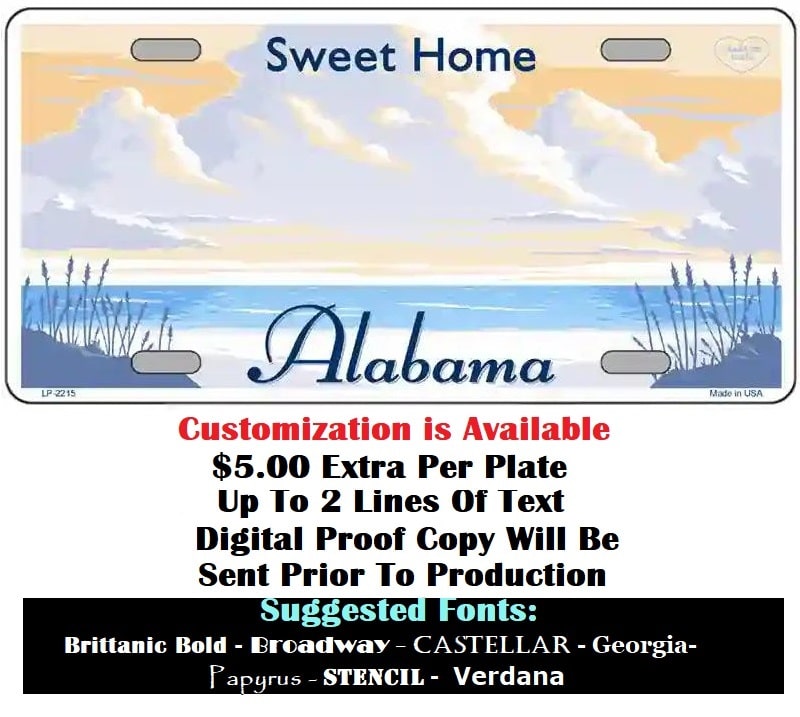 Customizing Of Blank Alabama License Plate