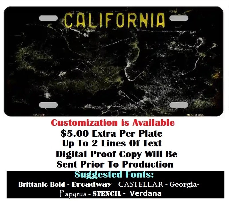 Blank Black California Distressed License Plate Customizing Instructions