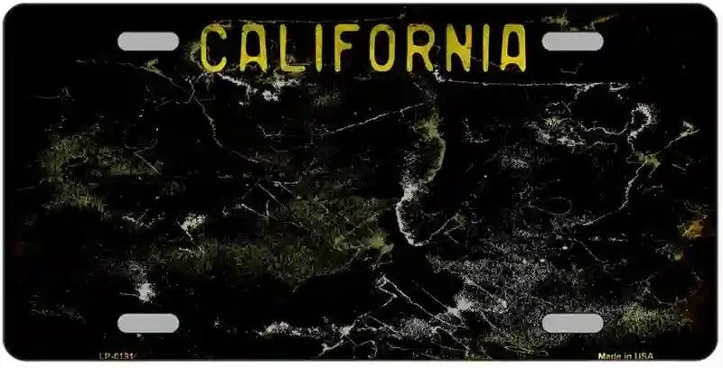 Blank Black California Distressed License Plate