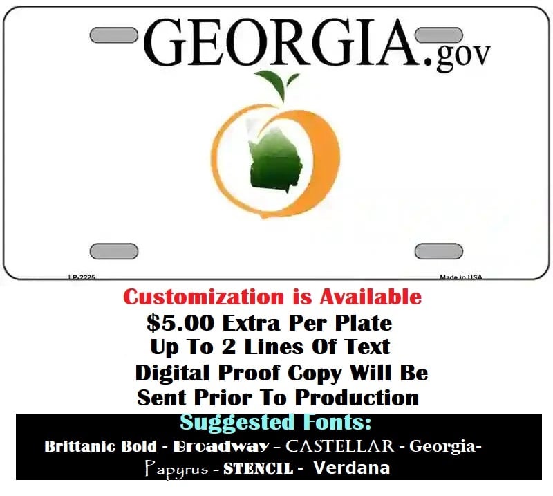 Customizing Instructions Blank Georgia License Plate