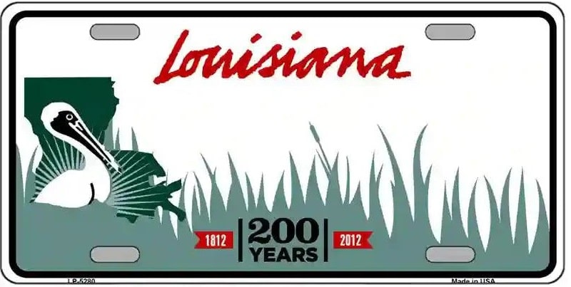 Blank Louisiana Bicentennial License Plate