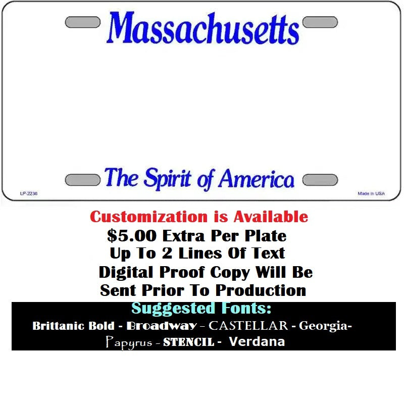 Customizing Blank Massachusetts License Plate