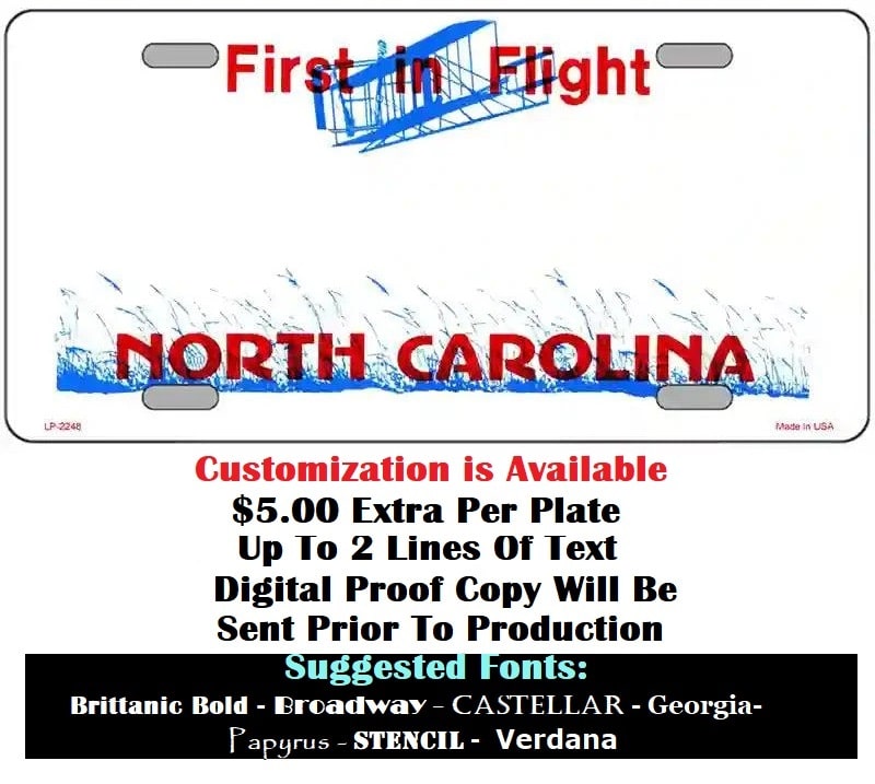 Custom Instructions Blank North Carolina License Plate