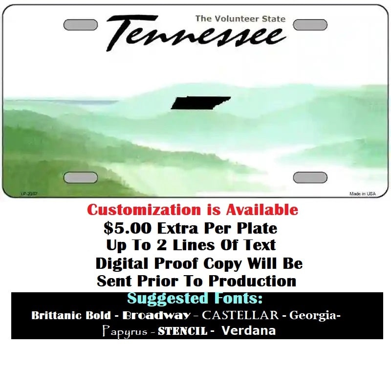 Customization Instructions Blank Tennessee License Plate