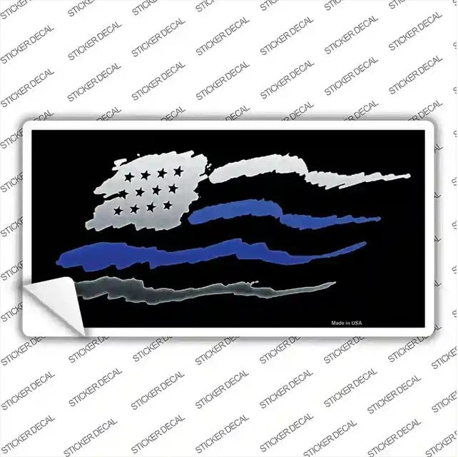 Waving American Flag Blue Line Bumper Sticker