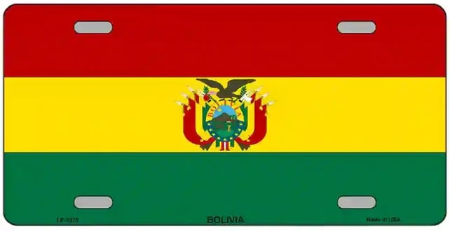 Bolivian Flag Metal Novelty License Plate Style Sign