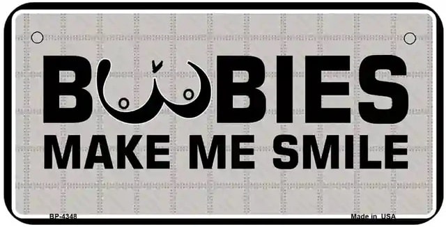 Boobies Make Me Smile Metal Novelty License Plate
