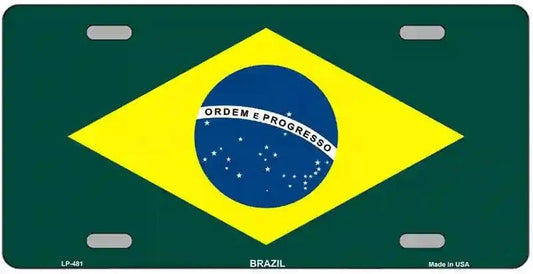 Brazil Flag Metal Novelty License Plate Auto Tag