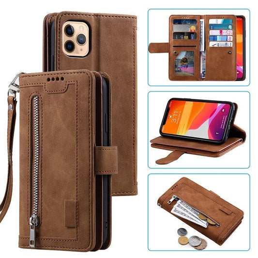 Business Blue New Cards Flip Leather Case For iPhone 14 13 12 11 Pro Max 10 X 6 6s 7 8 Plus XR XS Max Multifunctional Wallet Phone Case Multi-Card Wallet Leather iphone Case