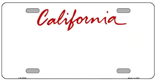 California Blank License Plate
