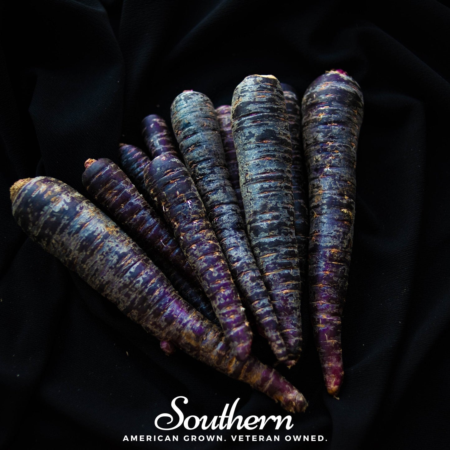 Purple carrots on a black background with 'Southern' branding.