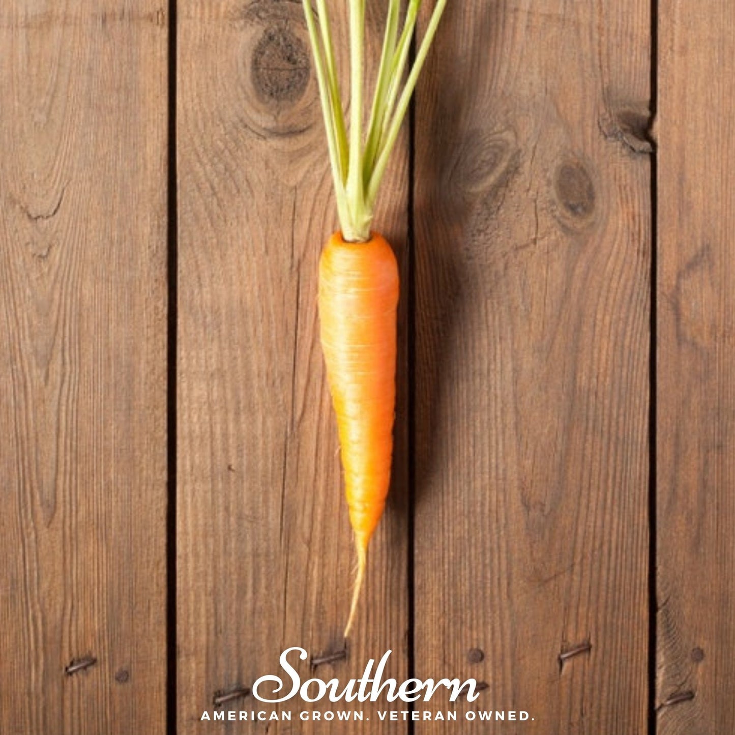 Carrot on a wooden background with 'Southern' branding.