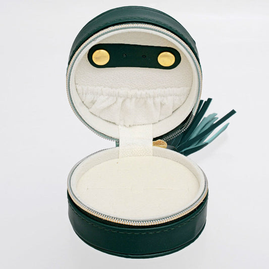 Green Travel Round Jewelry Box Organizer for Women