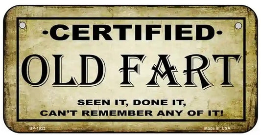 Certified Old Fart Bicycle License Plate