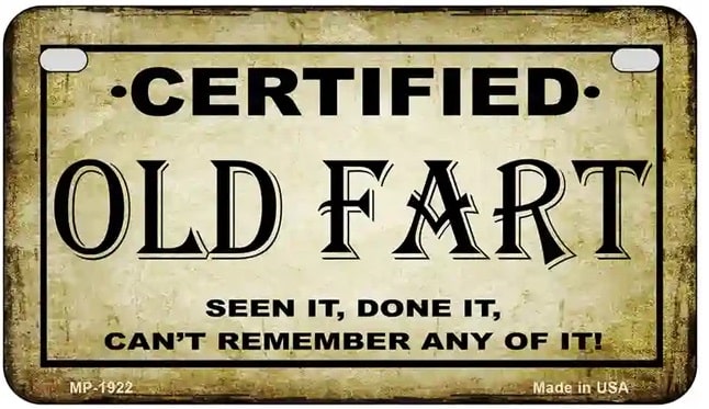 Certified Old Fart Motorcycle License Plate