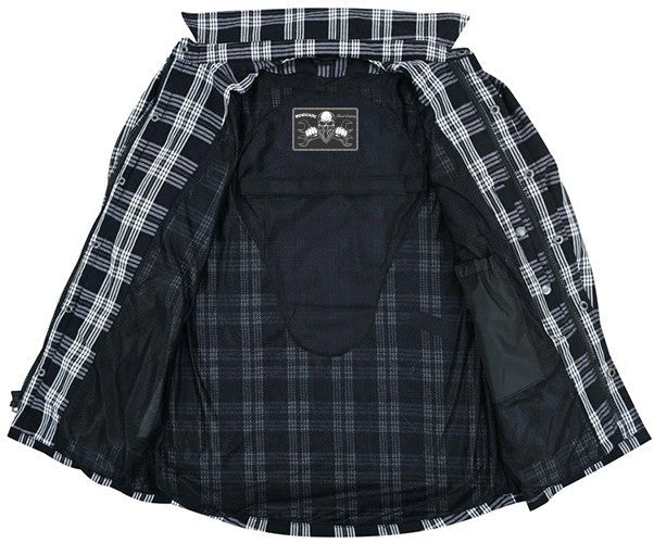 Inside View Checkered Champ Men's Black and White Armored Flannel Shirt