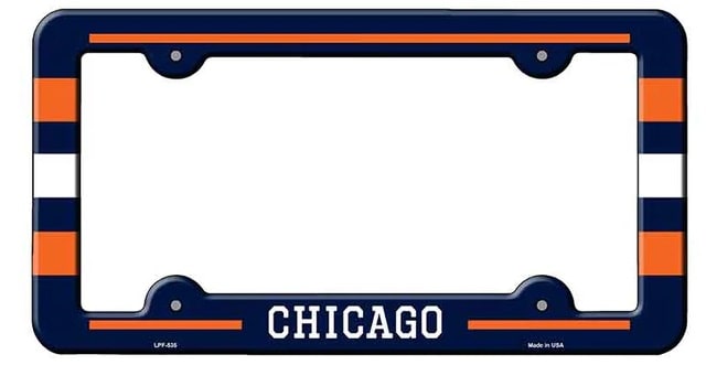 Chicago Blue Orange and White License Plate Frame