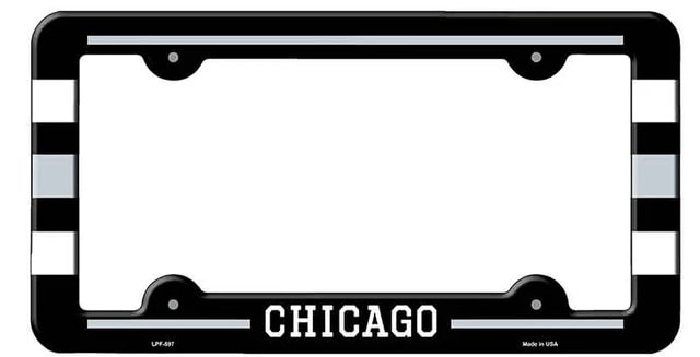Chicago Black and White License Plate Frame