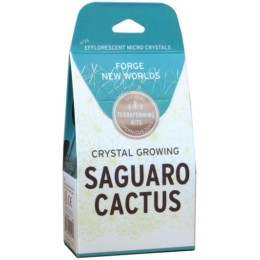 Crystal growing kit packaging for Saguaro Cactus on a white background