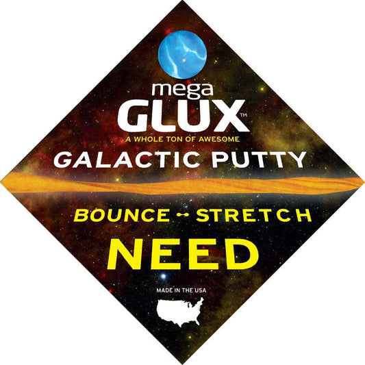 Mega Glux Galactic Putty packaging with space-themed design