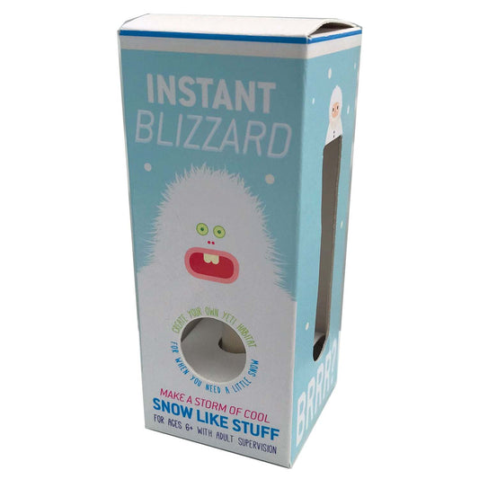 Box labeled 'Instant Blizzard' with a cartoon character on a white background