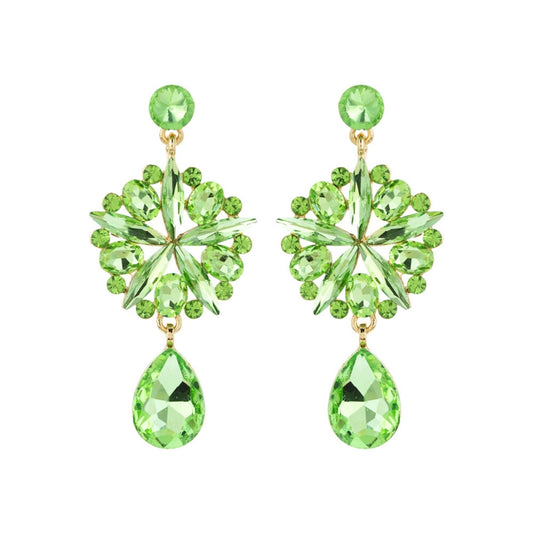 Lime Crystal Burst Earrings