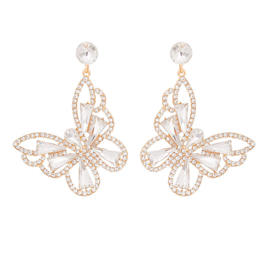 Dangle Gold Large Butterfly Earrings for Women