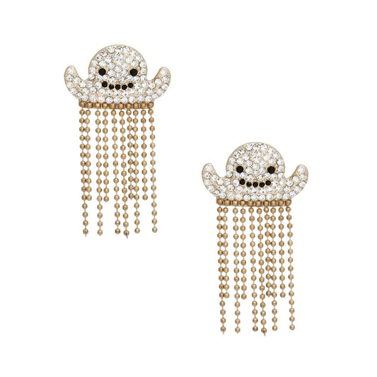 Fringe Gold Spooky Sparkle Ghost Chain Earrings