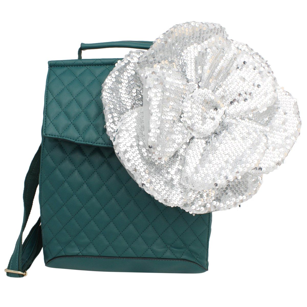 XL Flower Silver Sequin Hair Clip Headband Brooch