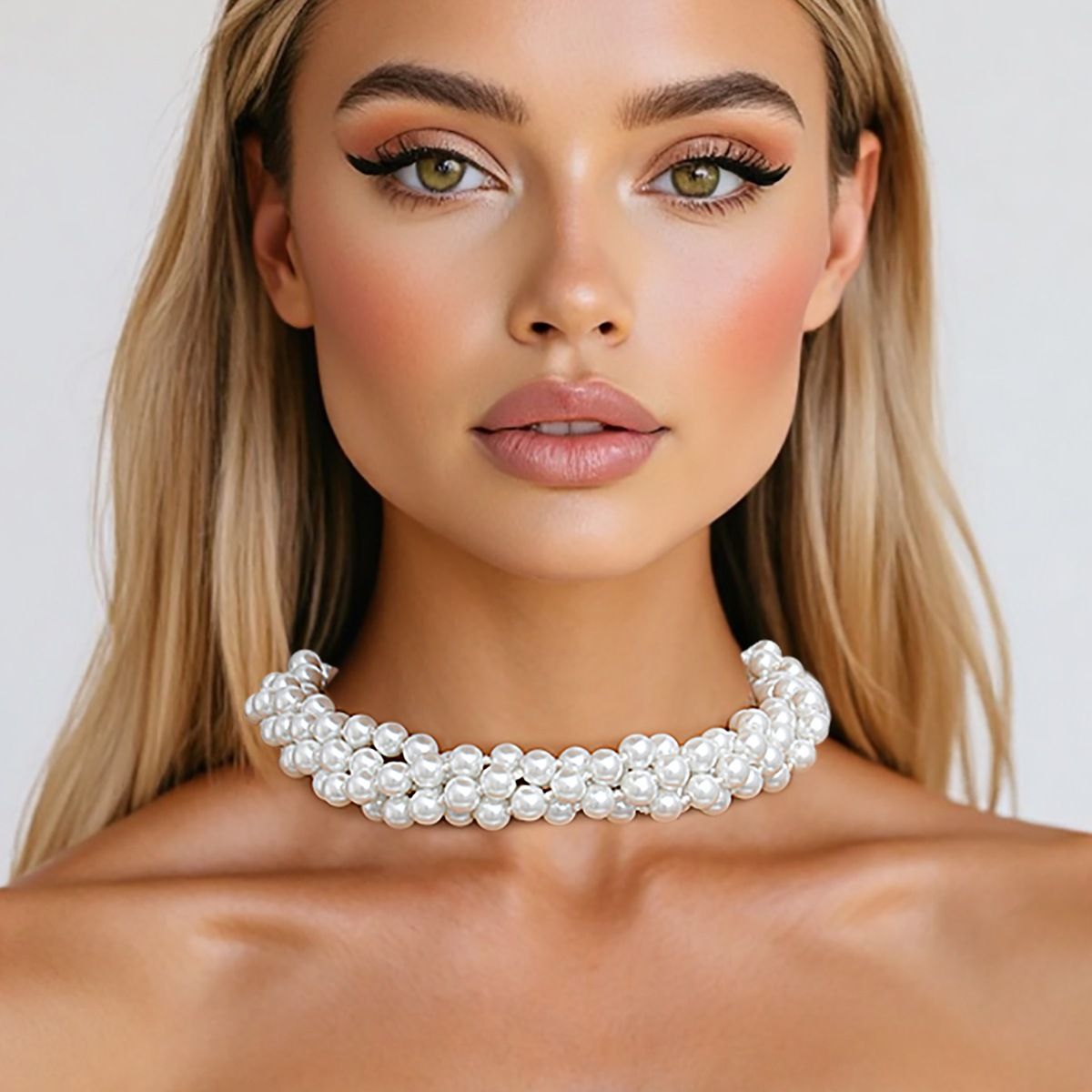 Endless 8mm White Glass Pearl Necklace for Women