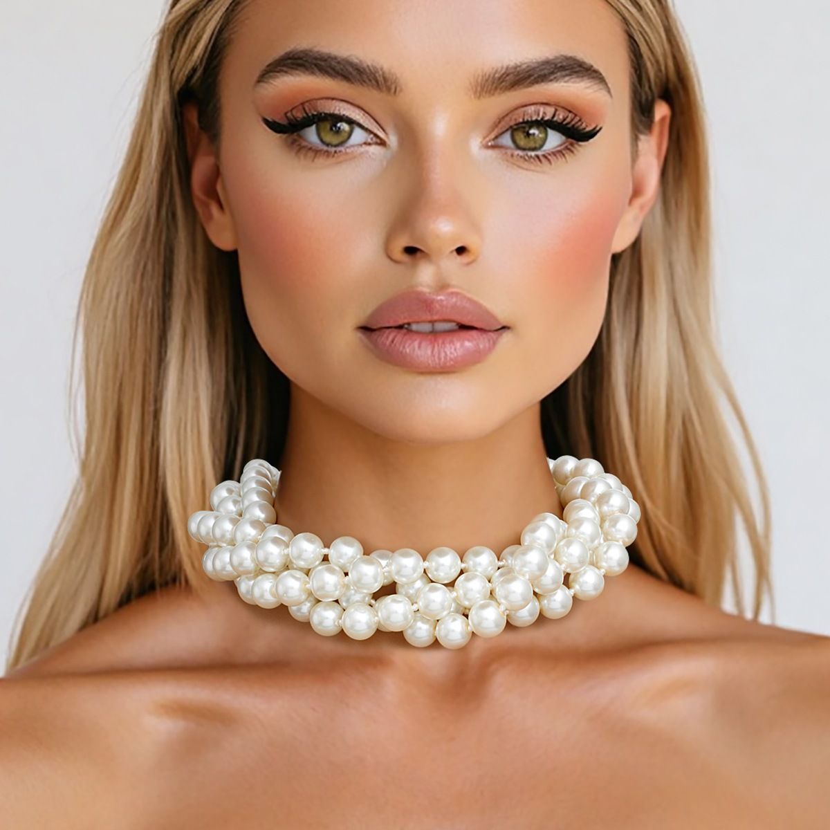 Endless 12mm Cream Glass Pearl Necklace for Women