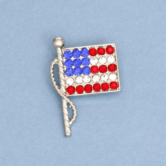 Patriotic American Flag Sparkle Brooch for Women