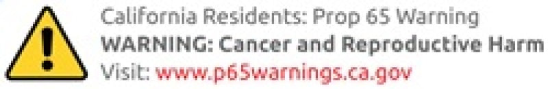 California Residents Prop 65 warning label with website URL.